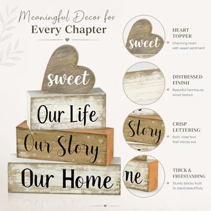 Farmhouse Table Decor, 4pcs Our Life Our Story Our Home Decor - style: Home