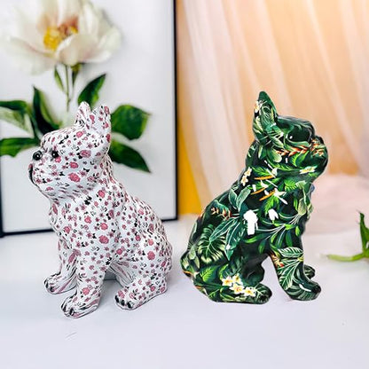 French Bulldog Statue Sculpture Sitting Graffiti Dog Home Decor Figurine - color: A3