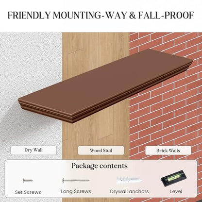 Fun Memories Floating Shelves, Walnut, 16 Inch Long, 9.3 Inch Deep, 2 Pack - color: Walnut, size: 16", Set of 2