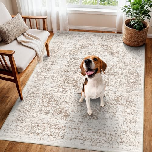 3x5 Washable Runner Rug: Vintage Medallion Kitchen Soft Rugs IvoryBeige - color: Ivory/Beige, size: 3x5