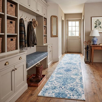 SAFAVIEH Madison Collection Runner Rug - 2'3" x 18', Cream & Turquoise, Boho Chic Glam Paisley Design, Non-Shedding & Easy Care, Ideal for High Traffic Areas in Living Room, Bedroom (MAD600E) - color: Cream/Turquoise, size: 2'3" x 18' (Runner)
