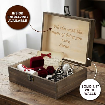 Personalized Monogram Keepsake Box, Engraved Gift for Men & Groomsmen - style: 8. Split Monograms