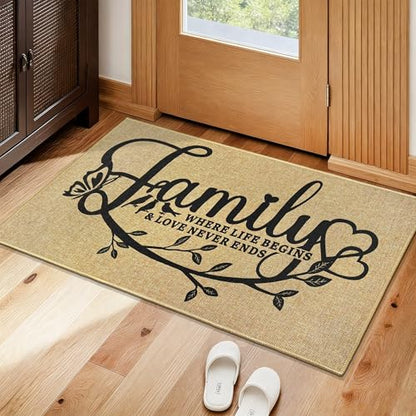 Mat for Outside Inside Entrance Welcome Doormats Family Sign Mats 17"x30" - color: Family