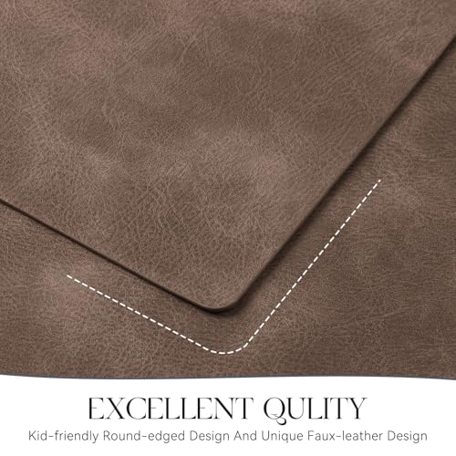 MOSAYT Vinyl Faux Leather Placemats, Set of 6, Brown - color: Brown