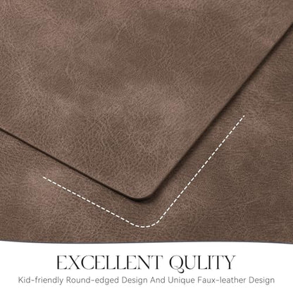 MOSAYT Vinyl Faux Leather Placemats, Set of 6, Brown - color: Brown