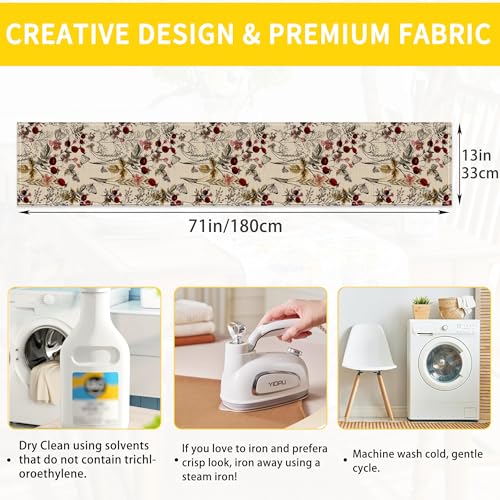 Table Runner Vintage Flower Butterfly Table Runners Summer Seasonal Kitchen Dinning Decor for Indoor Outdoor Holiday Home Wedding Party 13x70 Inch - color: Vintage Flower Butterfly