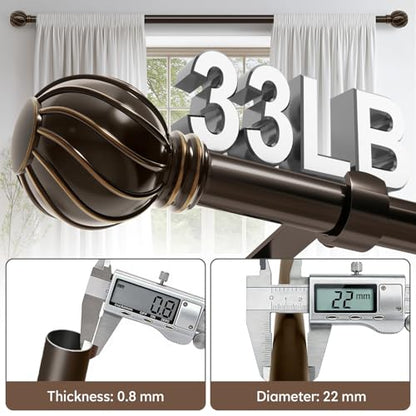 Brown Curtain Rods for Windows 48 to 84 Inch 7/8" Diameter - color: Brown, size: 36"-88"|1 Pack