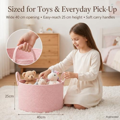 Large Gift Basket Empty to Fill Kit, Woven Rope Basket, Pink - color: Blush Pink, size: Large