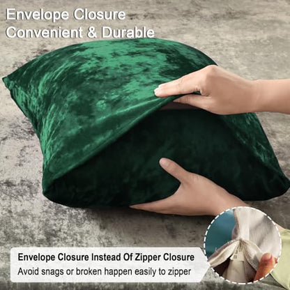 PHF Truly Velvet Pillowcases Standard 20" x 26", Emerald Green, No Insert - color: Emerald Green, size: 26" x 20" (Pack of 2)
