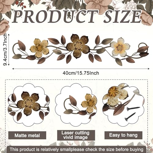 Wesiti Metal Flower Wall Art Decor Vintage Wrought Scroll, Brown - color: Brown