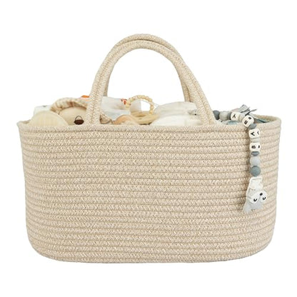 XUANGUO Large Cotton Rope Baby Diaper Caddy Organizer Basket Oatmeal - color: oatmeal, size: Large