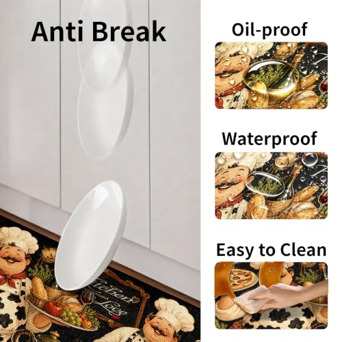 Kitchen Rugs for Floor 2 Pcs Memory Foam Padded Anti Fatigue Kitchen Mat - color: Chubby Chef