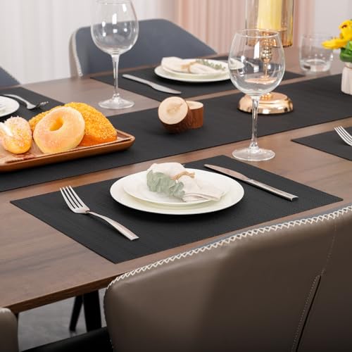 Myir JUN Placemats Set of 6 Kitchen and Dining Table Placemats - color: Black, size: Set of 6