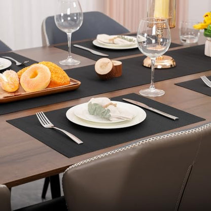 Myir JUN Placemats Set of 6 Kitchen and Dining Table Placemats - color: Black, size: Set of 6
