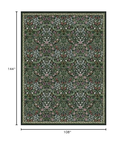 Lahome Green Botanical Rug 9x12, Cottagecore Floral Rugs for Living Room - color: Green, size: 9' x 12'