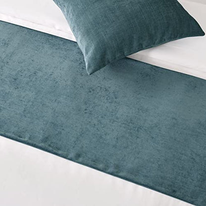 AMBERIS Bed Runner Blue, Chenille Soft No Fading Modern Bed Scarf (Pillowcases Sold Separately) - color: Blue, size: 5'11" x 1'8" (for 1.2m Bed)