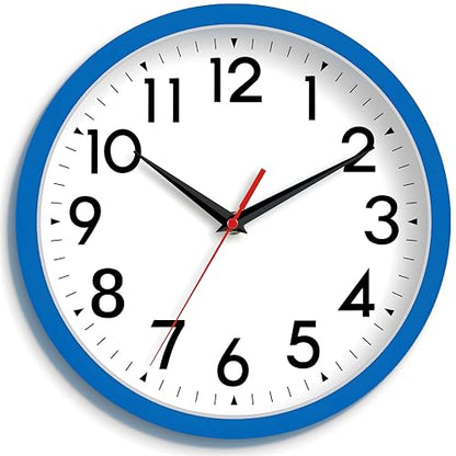 DAXSMY 8 Inch Wall Clock, Battery Operated Silent Non Ticking - color: H-blue, size: 8"
