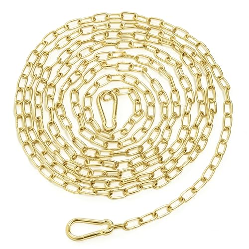 Golden Chains for Hanging with 2PCS Detachable Chain Link, 10 Feet Stainless Steel Chain, Hanging Chain Link Light Duty Chain, Heavy Duty Hanging Chain for Home Outdoor Camping, Thickness 0.08 inches - color: Gold, size: With Chain Links