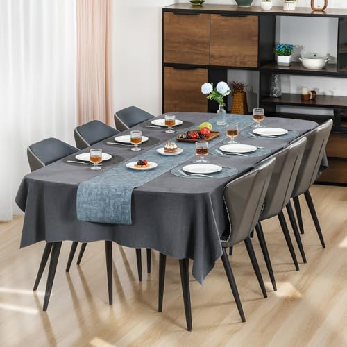 Myir JUN 14" Round Placemats Set of 4, Reversible Dual-Color Place Mats - color: Gray Light Blue