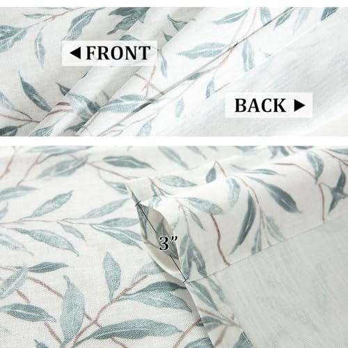 VOGOL Leaf Pattern Valance, Faux Linen Window Topper, 60x14, Blue - color: Blue, size: 60"W x 14"L (Pack of 1)