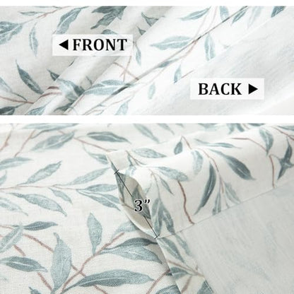 VOGOL Leaf Pattern Valance, Faux Linen Window Topper, 60x14, Blue - color: Blue, size: 60"W x 14"L (Pack of 1)