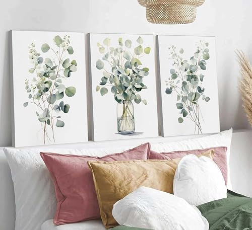 HOMTAI 3Pcs Botanical Canvas Wall Art 16x24Inch - color: Canvas, size: 16L" x 12W"