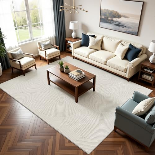U'Artlines 8x10ft Washable Area Rug for Living Room, Beige - size: 8 x 10ft