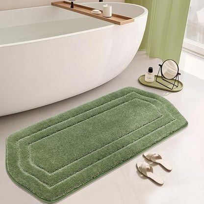 COSY HOMEER Plush Non-Slip Bath Mat, Green, 24" x 60" - color: Green, size: 24" x 60" (Oval)