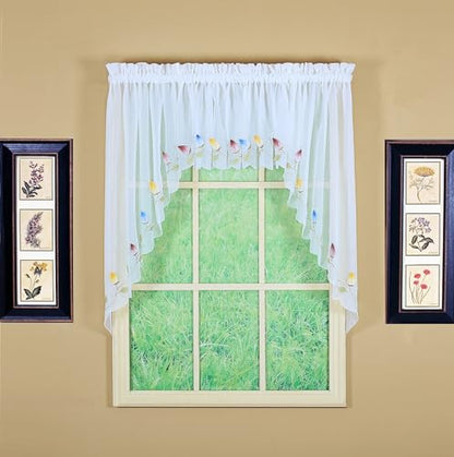 Today's Curtain,Vineyard 3-D Appliqué,Valance 14", White, 60" W x 14" L - color: White, size: 60"W x 14"L (Pack of 1)