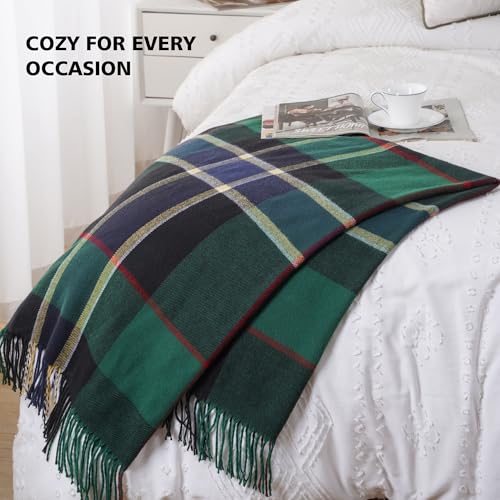 Forest Green Plaid Throw Blanket for Couch, Buffalo Checkered Blanket - color: Forest Green