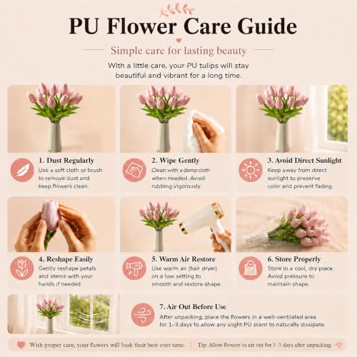 Mandy's 20 Stems Dusty Pink Artificial Tulip Flowers for Home Centerpieces - color: Dusty Pink 20pcs