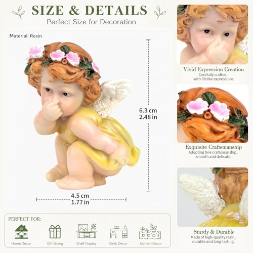 XJar Resin Garden Fairy Figurine, Yellow Hand Painted Yard Decor Statue - color: Flower Fairy - Yellow