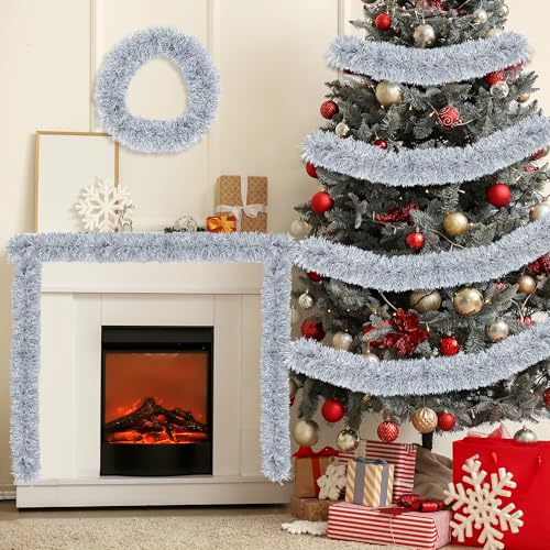 50FT Silver Christmas Tinsel Garland Christmas Tree Decoration - color: Silver White