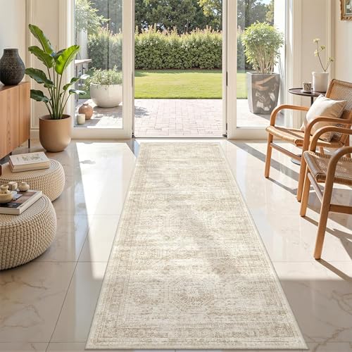 2x8 Runner Rug Non Slip,Washable Hallway Runner Rug,Beige - color: Beige/Ivory, size: 2' x 8' (Runner)
