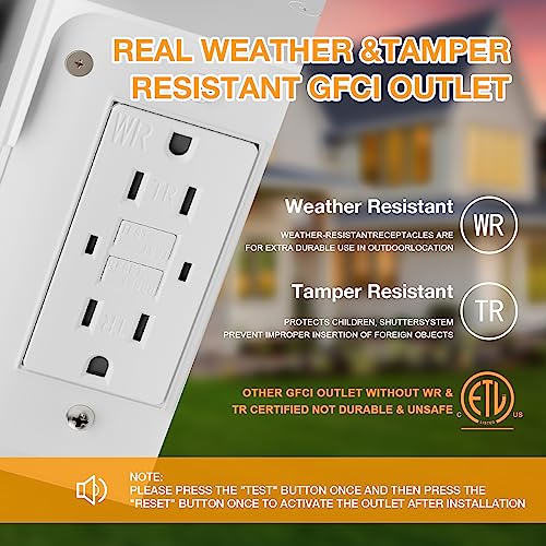 Ehaho Porch Light with GFCI Outlet Aircraft Grade Aluminum Alloy-White 2PCS - color: White, size: 2PCS