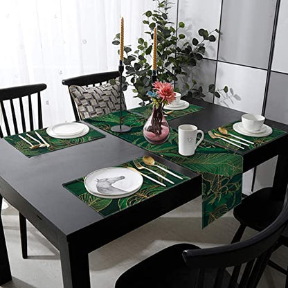 ArtSocket Table Runner and Placemats Set of 6, Tropical Palm - color: Palm