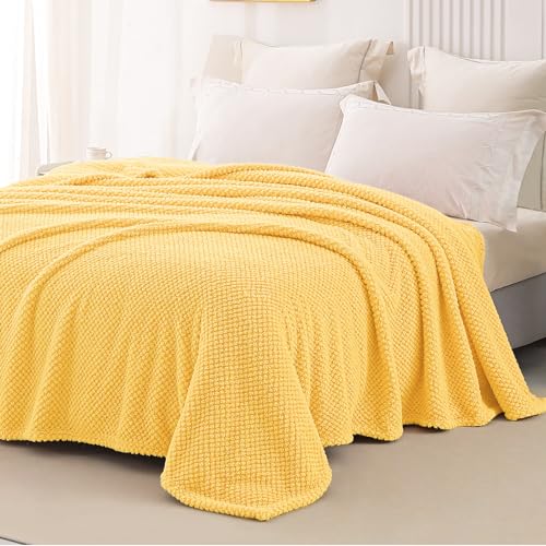 Whale Flotilla Soft Fleece King Size Bed Blanket, Yellow - color: Yellow, size: King(90x104 In)