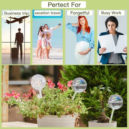 17 Oz 2 Weeks Glass Plant Watering Globes Large Vacation Water While Away Indoor Outdoor Potted Plant Slow Release Self Watering Bulbs Devices Planter Insert (Iridescent Large 3-Pack) - color: Iridescent large 3-pack