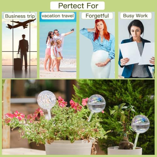 Glass Plant Watering Globes, Water Plants While Away Slow Self Watering Planter Insert Bulbs for Outdoor Indoor Plants, Vacation Plant Watering System Devices (Iridescent Medium 3-Pack) - color: Iridescent Medium 3-pack