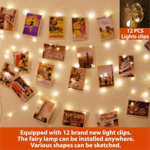 HXWEIYE 120LEDs Photo Clips String Light, 40Ft USB, Remote, 8 Modes & Timer - color: Warm White, size: 40 Feet, 120 LEDs, USB Powered, 8 Modes