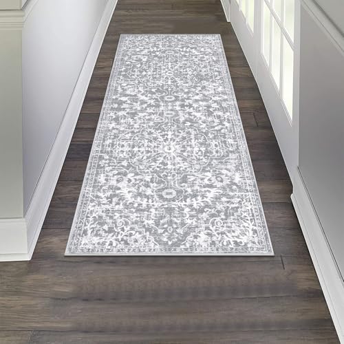 Pauwer Hallway Runner Rug 2x5, Washable Boho Kitchen Runner, Grey White - color: Grey White, size: 2' x 5' (Runner)