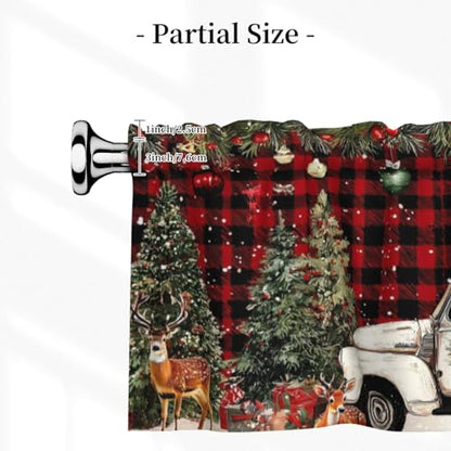 Christmas Curtain Valance 54x18 Inches Window Treatment Rod Pocket Valance for Kitchen Bathroom Bedroom - color: Christmas