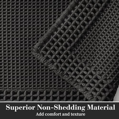RESARE Waffle Bath Mat for Bathroom, Non Slip Bathroom Rugs 24"x36" Black - color: Black, size: 24" X 36"