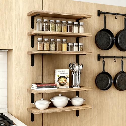 16.5 Inch Floating Shelves for Wall, Farmhouse Rustic Wall Shelves for Bedroom, Bathroom Storage, Living Room & Kitchen Decorative Shelves (Wood Color) - color: Wood Color