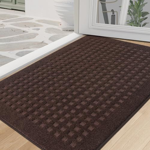 BEQHAUSE Dirt Trapper Door Mats 32"x48", Non Slip Washable, Dark Brown - color: Dark Brown, size: 32" X 48" (Rectangular)