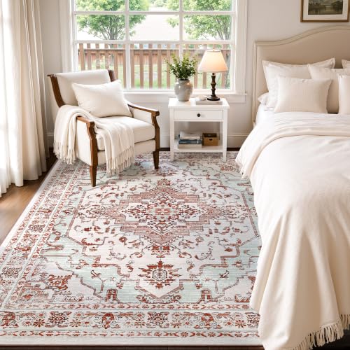 Arenarug 3x5 Washable Area Rug for Bedroom, Light Pink Rusty Red - color: Vintage Pink, size: 3' x 5' (Rectangular)