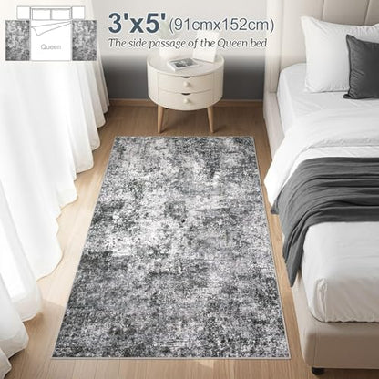 DMOYEST 3x5 Entryway Area Rug Washable Abstract Grey Small Carpet - color: Grey, size: 3' x 5' (Rectangular)