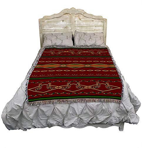 Pure Country Weavers Russet and Green Blanket - Southwest Native American Inspired - Gift Tapestry Throw Woven from Cotton - Made in the USA (72x54) - color: Russet and Green, size: Large