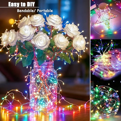 3 Pack 20 LEDs Fairy String Lights Battery Operated 6.56 FT with Timer - color: 2m-Multi-colored