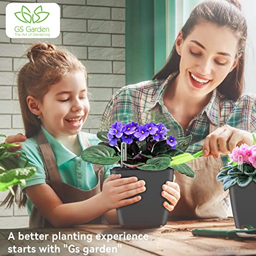 Self Watering Planters for Indoor Plants : 5 inch 6 Pack Grey Planter with Water Level Indicator African Violet Self Watering Flower Pot for Herb Pot House Plant Planting - color: Grey Pack of 6